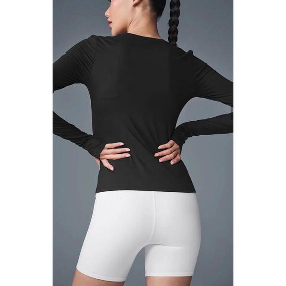 Alo Yoga Black Alosoft Finesse Long Sleeve Shirt Size XL New Fast Free Shipping - Picture 2 of 3